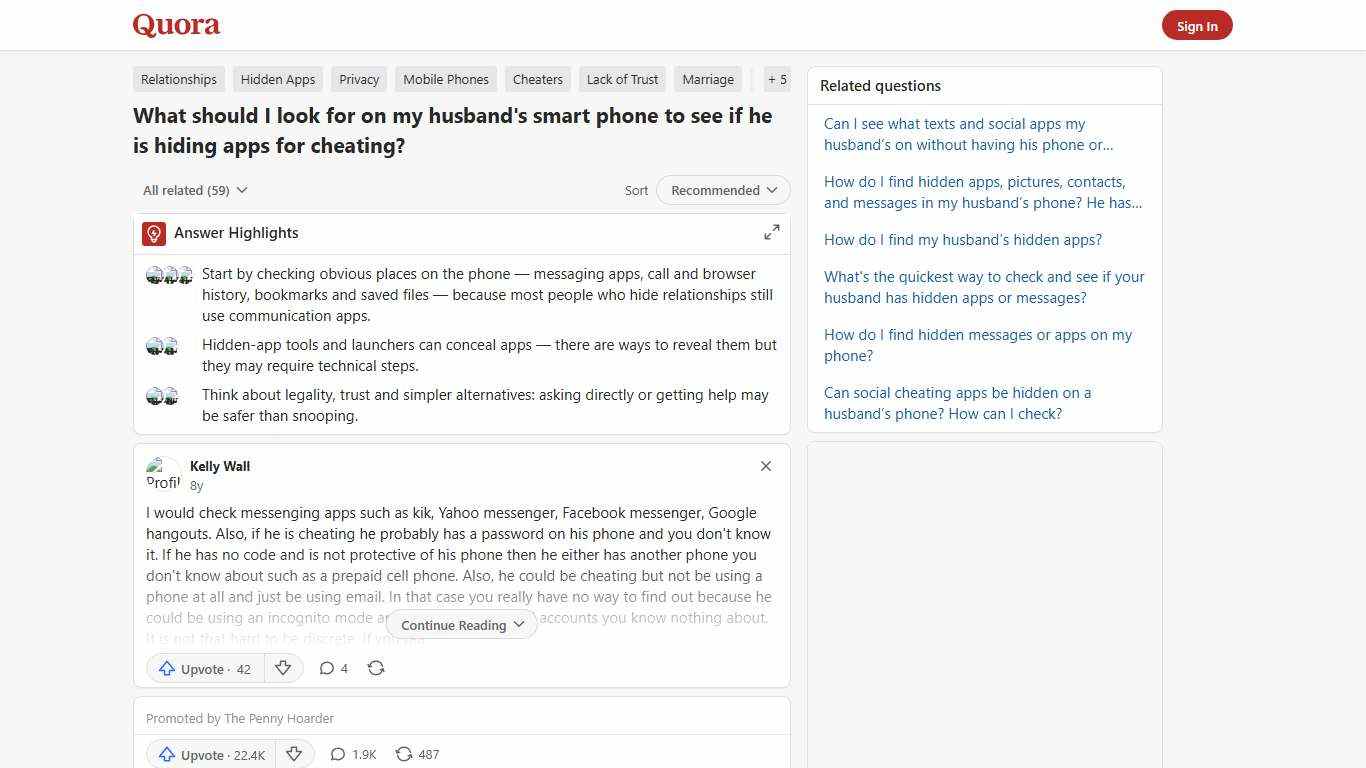 What should I look for on my husband's smart phone to see if he is hiding apps for cheating? - Quora